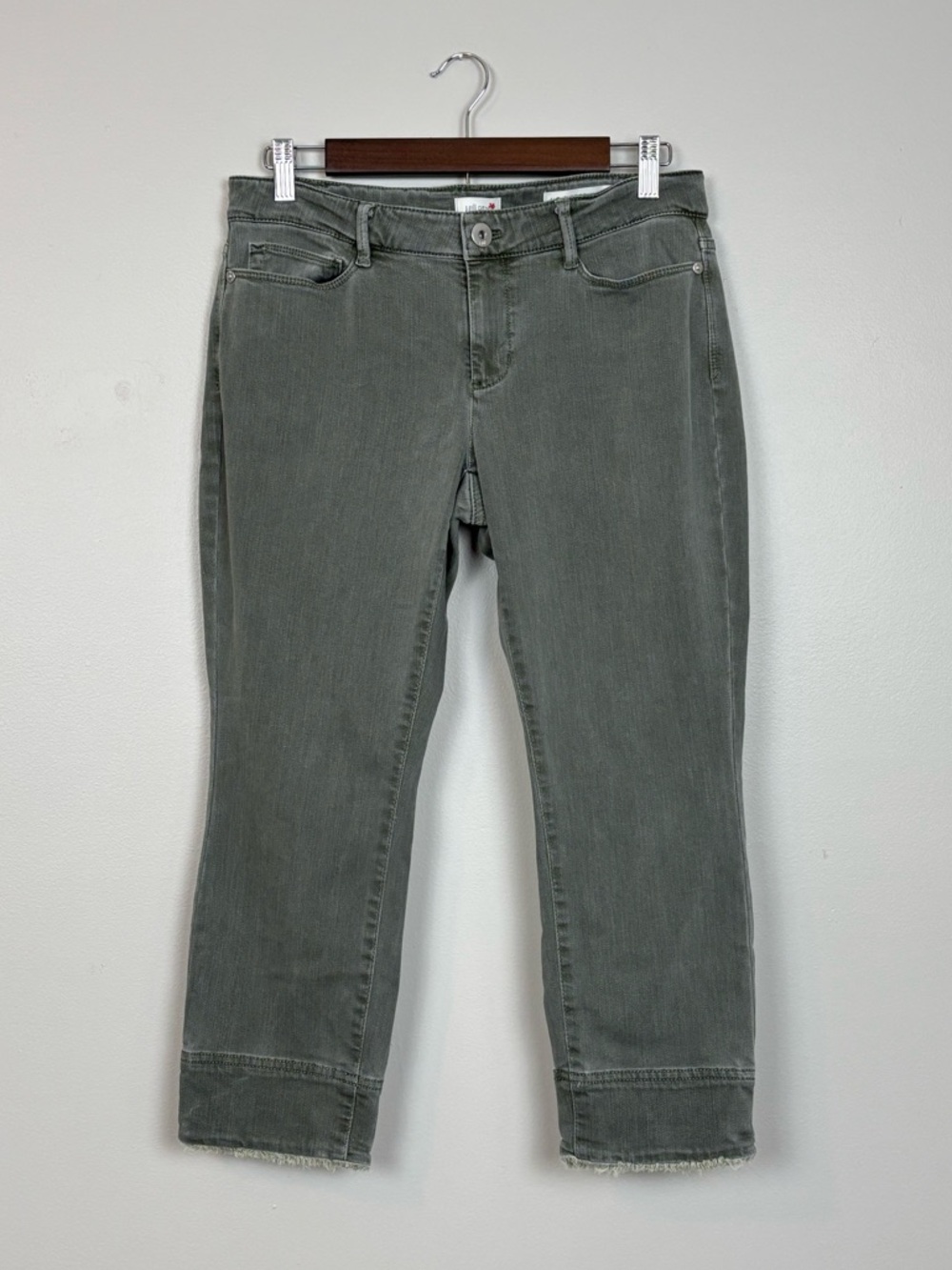 J Jill Jeans Womens 6P Green Authentic‎ Fit Cropped Fray Hem Stretch Denim